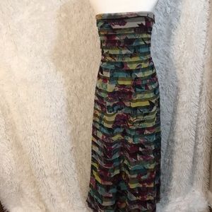 Multicolor, ruffles gown